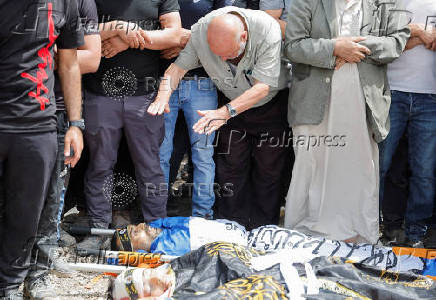 Funeral of Palestinians who were killed in an Israeli raid, in Jenin