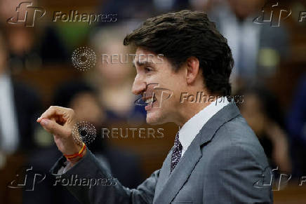 Canada's Prime Minister Justin Trudeau speaks during Question Period in the House of Commons on Parliament Hill in Ottawa