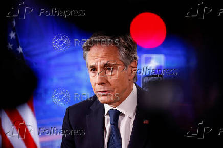 U.S. Secretary of State Antony Blinken attends an interview, in Brussels