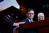 U.S. House Speaker Johnson (R-LA) holds a press conference on Capitol Hill in Washington