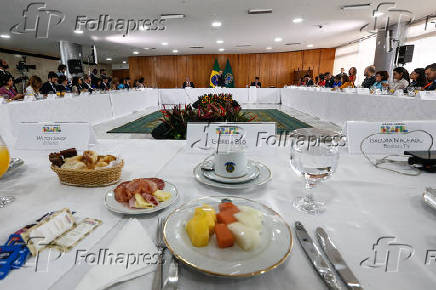 Lula durante caf da manh com jornalistas