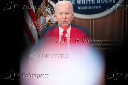 U.S. President Joe Biden receives a briefing on preparations for Hurrican Milton at the White House