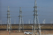 A general view of a Taiyuan New Energy Co wind farm, during an organised media tour, in Jiuquan