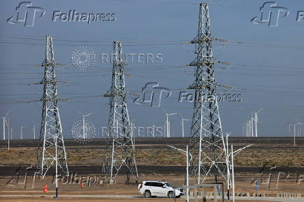 A general view of a Taiyuan New Energy Co wind farm, during an organised media tour, in Jiuquan