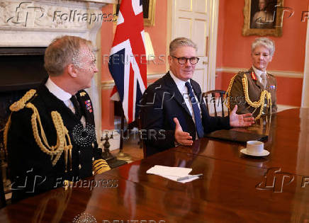 Keir Starmer British Prime Minister meets defence chiefs in Downing Street