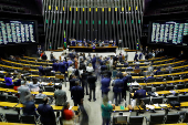 A general view of the plenary chamber of deputies during a session at the National Congress in Brasilia