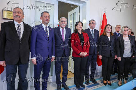 Turkey's Republican People's Party leader Ozgur Ozel meets with the DEM Party officials in Ankara