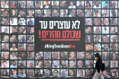 Billboard in Jerusalem calls for release of Israeli hostages held in Gaza