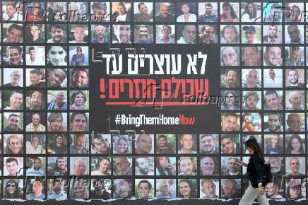 Billboard in Jerusalem calls for release of Israeli hostages held in Gaza