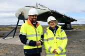 Scotland's First Minister Humza Yousaf attends the launch of FastRig wing sail in Scotland