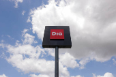 The logo of DIA is seen outside one of its supermarkets, in Ronda