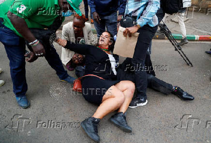 Kenyan activists and civil society representatives gather to deliver a list of people who disappeared during demonstrations against the government proposed tax hikes, in Nairobi