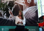 Hala Dahdah Abou Jaber, co-founder of the Cancer Support Fund speaks during an interview with Reuters at AUBMC in Beirut