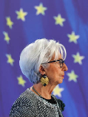 ECB President Christine Lagarde addresses the media in Frankfurt