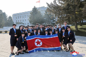 North Korean leader Kim Jong Un holds a New Year 2025 photo session in Pyongyang