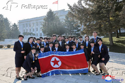 North Korean leader Kim Jong Un holds a New Year 2025 photo session in Pyongyang