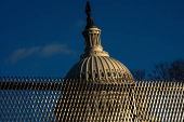 Security fencing encircles the U.S. Capitol building in Washington