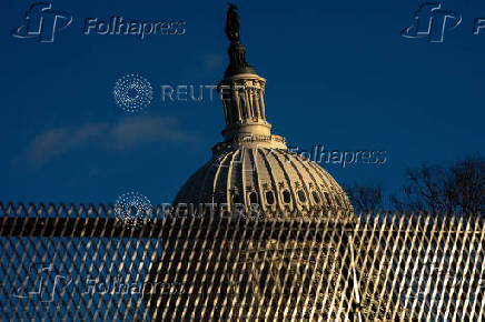 Security fencing encircles the U.S. Capitol building in Washington