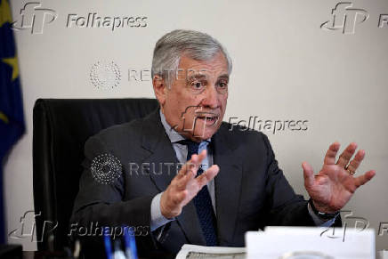 Italian Foreign Minister Antonio Tajani speaks during an interview with Reuters, in Rome