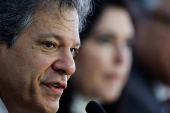 Brazil's Finance Minister Fernando Haddad attends a press conference at the Planalto Palace in Brasilia