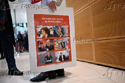 German Chancellor Scholz holds his first campaign speech at an 'election victory' conference of the SPD, in Berlin