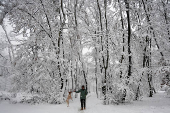 Heavy winter snowfall in Belgrade