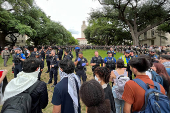 University of Texas Police face off against pro-Palestinian protesters at the University of Texas