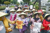 People rally on Human Rights Day in Jakarta