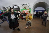 Ukrainian carol singers celebrate Christmas in downtown Kyiv