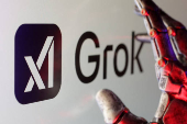 Illustration shows xAI and Grok logos