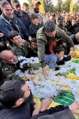 Funeral of five Hezbollah fighters in southern Lebanon during ceasefire