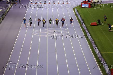 Final masculina de 100m no atletismo, nas Olimpadas de Paris 2024