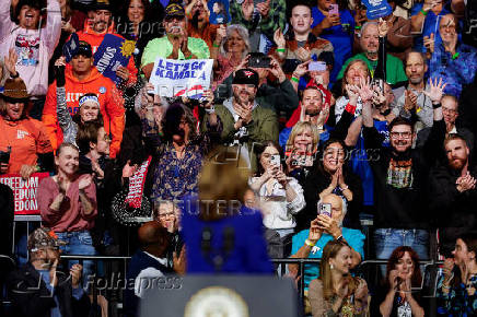 Democratic presidential nominee U.S. Vice President Kamala Harris attends a campaign rally in Reno