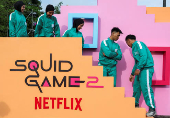 Players attend an event with the Red Light, Green Light game at Gelora Bung Karno Stadium ahead of the release of the Netflix series Squid Game: Season 2 in Jakarta