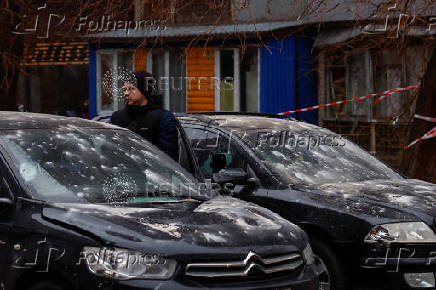 Aftermath of a Russian drone strike in Kyiv