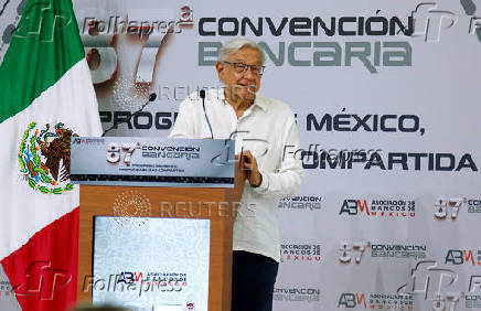 Mexico's President Andres Manuel Lopez Obrador attends the banking convention, in Acapulco