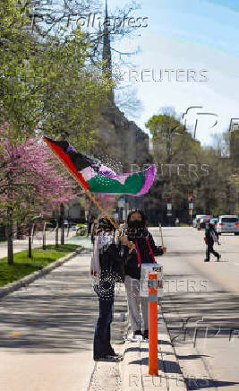 Protest encampment in support of Palestinians at Northwestern University campus
