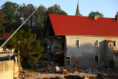 Aftermath of flooding by Biala Ladecka river, Radochow