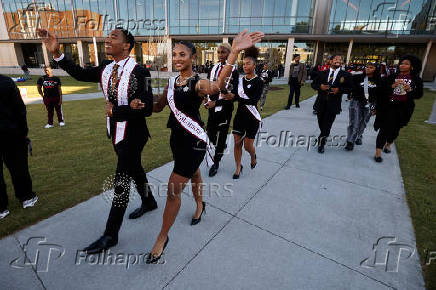 HBCU (Historically Black College and University) students march to the polls during early voting in North Carolina