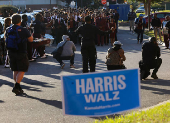 HBCU (Historically Black College and University) students march to the polls during early voting in North Carolina