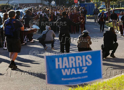 HBCU (Historically Black College and University) students march to the polls during early voting in North Carolina