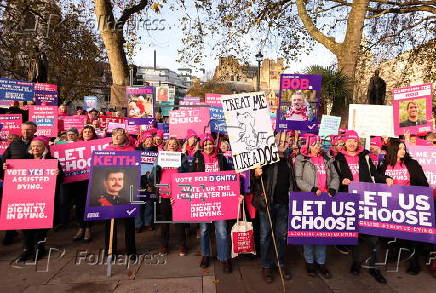 Demonstrations outside Parliament ahead of the Assisted Dying Bill