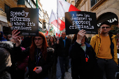 Protest against a government-proposed law, in Valletta