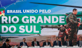 Lula e ministros no anncio de medidas para o Rio Grande do Sul