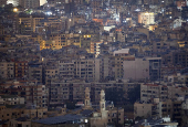 General view of residential buildings in Beirut's southern suburbs