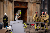 Aftermath of thefireat the Old Stock Exchange building, in Copenhagen