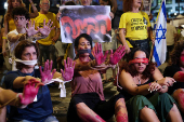 Protest against the government and to show support for the hostages who were kidnapped during the deadly October 7 attack, in Tel Aviv