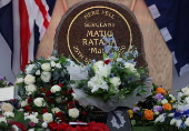 Memorial stone dedicated to police Sergeant Ratana killed in Croydon police station in 2020