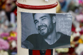 Flowers and tributes are placed at the bandstand in West Park to remember former One Direction singer Liam Payne, in Wolverhampton