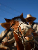 People take part in a parade marking the 114th anniversary of the Mexican Revolution, in Ciudad Juarez